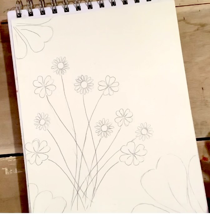 vẽ hoa và cỏ 4 lá