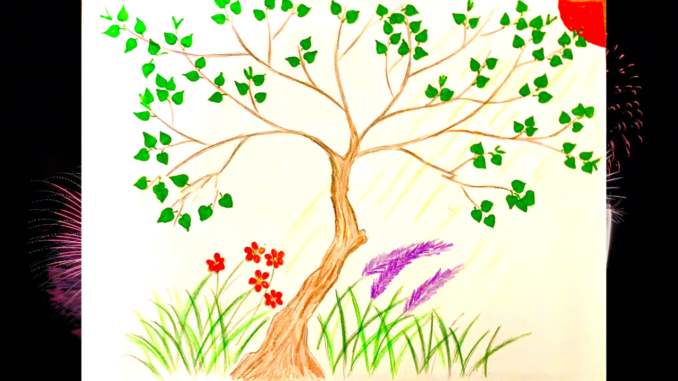 Vẽ cây mùa xuân đơn giản đẹp đầy sức sống - Go shopping happy