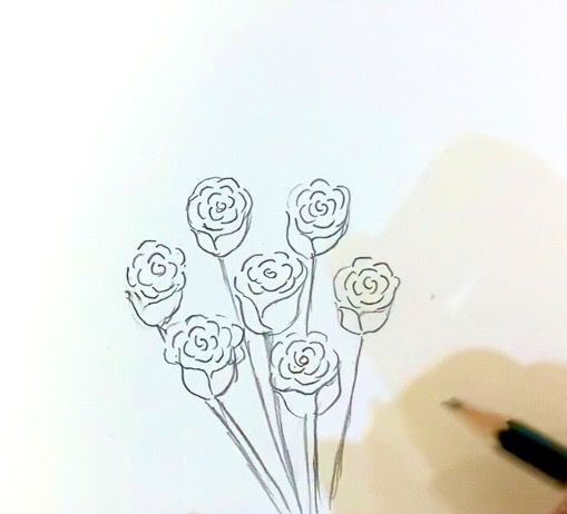 vẽ 6 bông hồng