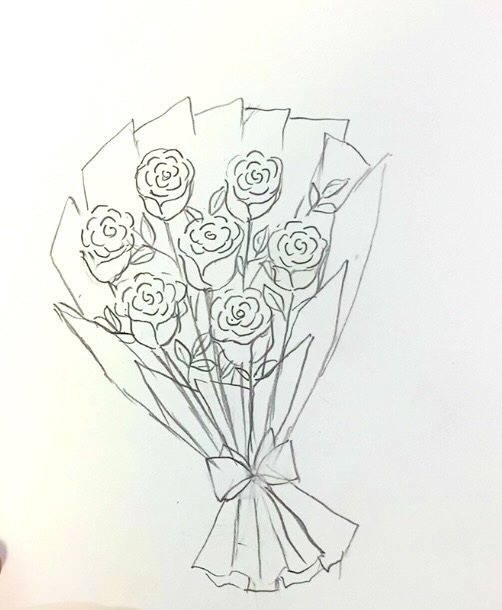 vẽ giấy bọc hoa hồng